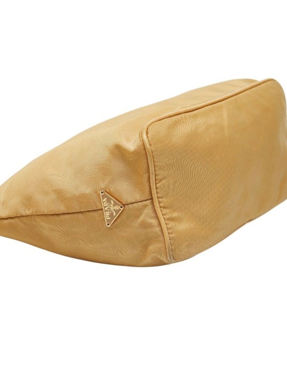 Prada Logo Chain Shoulder Bag Beige Nylon Leather - Picture 5 of 7